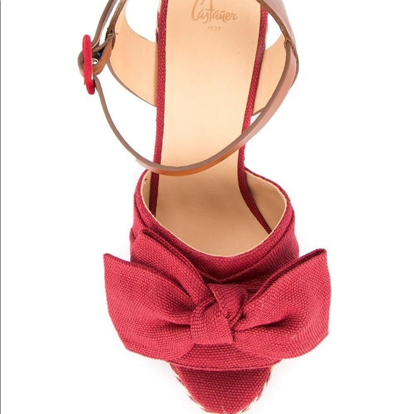Castaner Adonis Jute Bow Red Heel Espadrilles - Picture 7 of 8